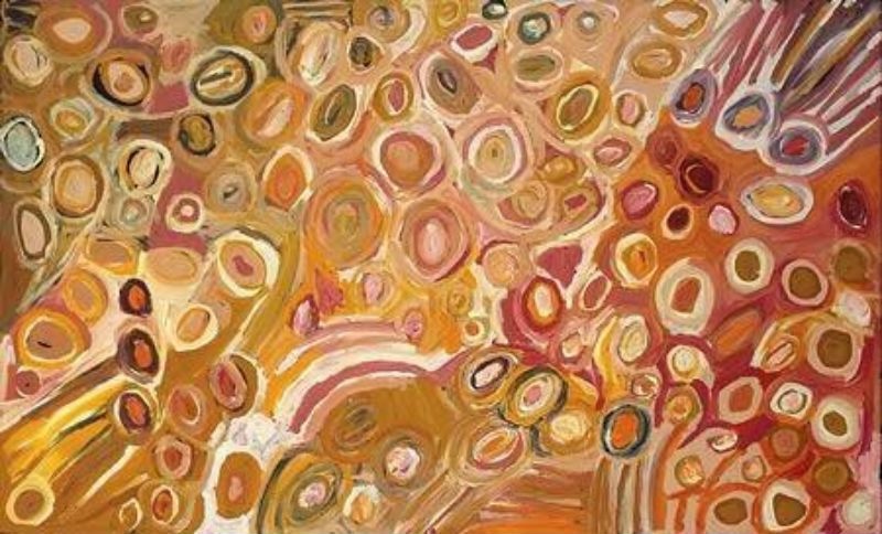 Kungka Kutjarra by Makinti Napanangka, 2003, synthetic polymer paint on canvas, 150 × 90 cm.