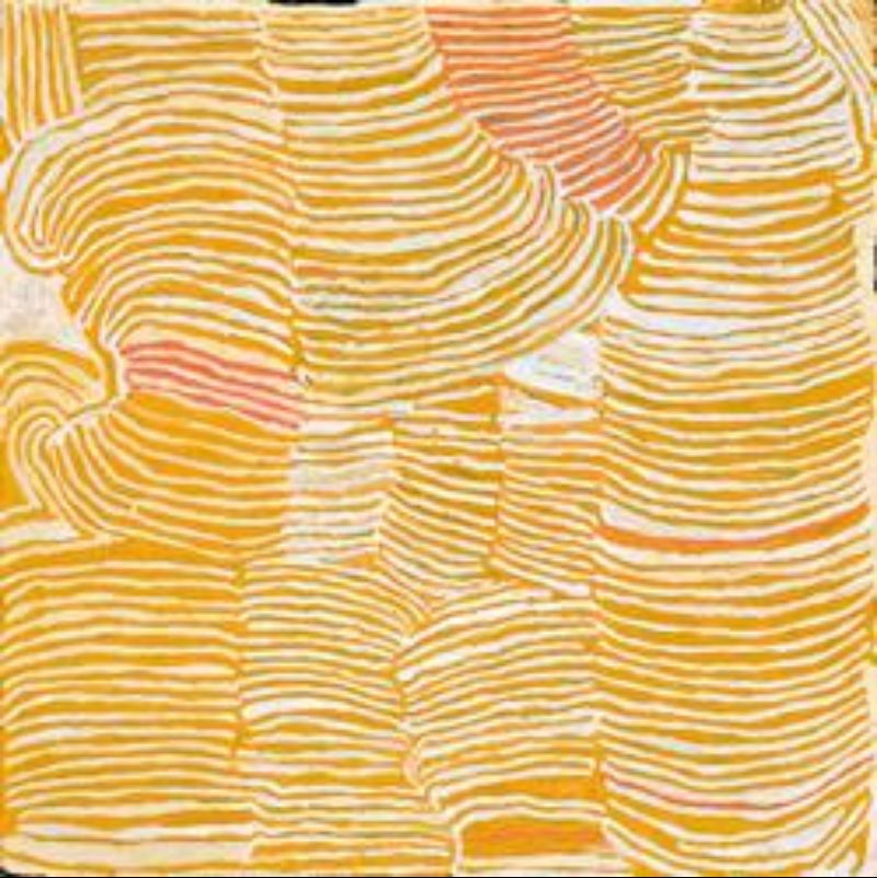 Peewee Dreaming of Lupulnga by Makinti Napanangka, 2002, synthetic polymer paint on linen, 122 × 122 cm.