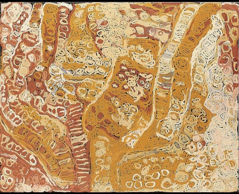 Untitled by Makinti Napanangka, 1997, synthetic polymer paint on linen, 153 × 122 cm.