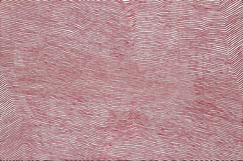 George Tjungurrayi Mamultjulkunya 2005 painting with fine reddish-brown parallel lines flowing across a pale cream background