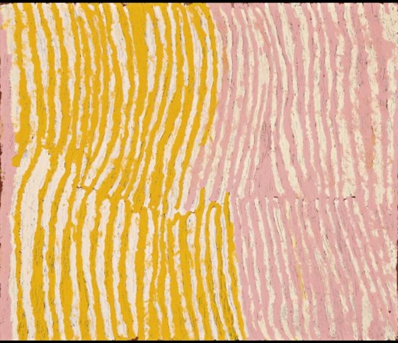 Untitled by Makinti Napanangka, 1998, synthetic polymer paint on linen, 92 × 107 cm.