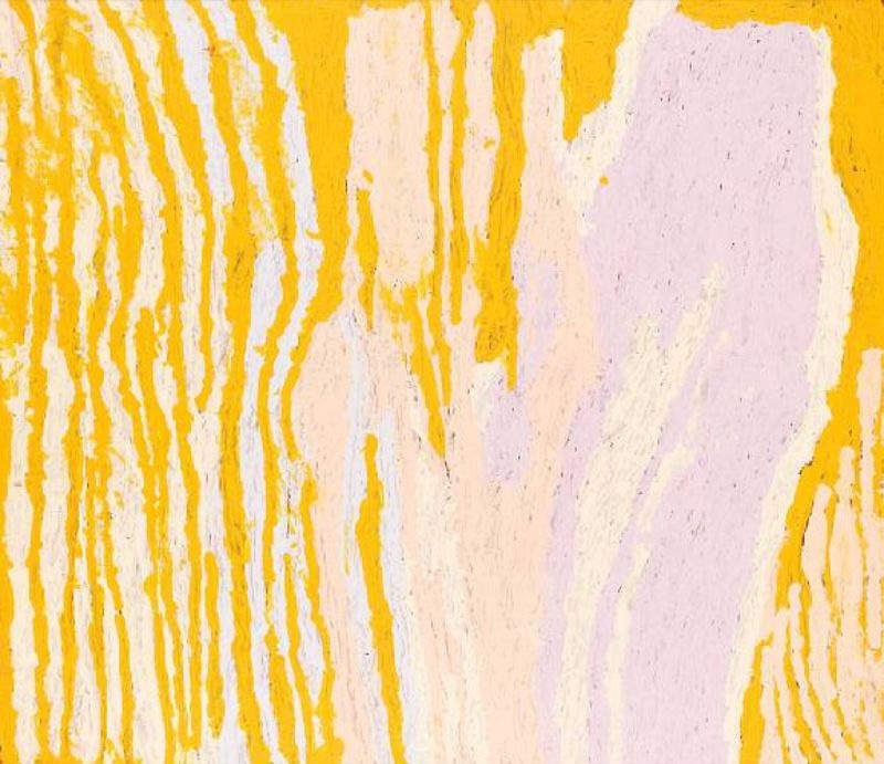 Untitled (Designs Associated with the Site of Lupulnga) by Makinti Napanangka, 2008, synthetic polymer paint on linen, 107 × 91 cm.