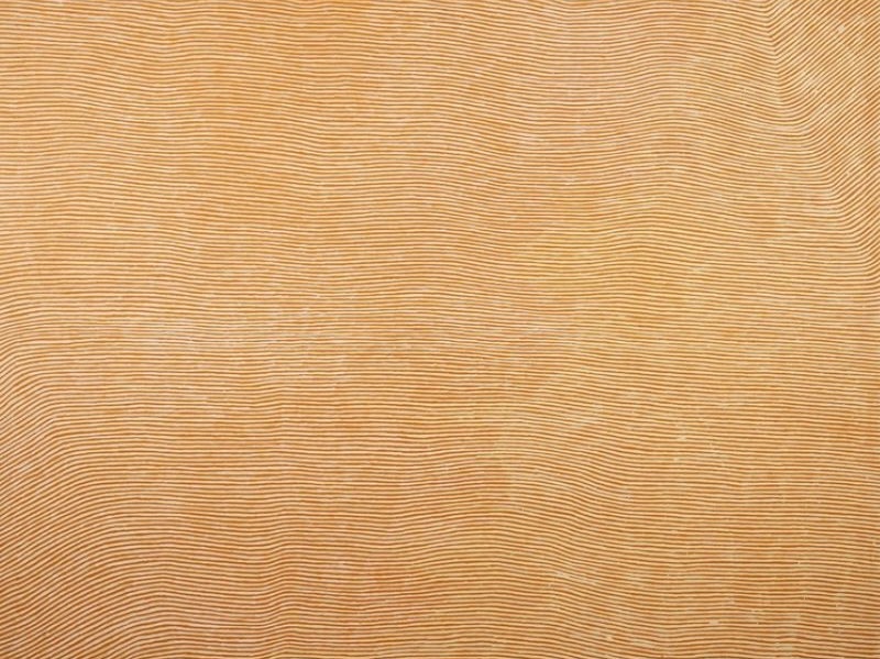 George Tjungurrayi Untitled 2004 Papunya Tula painting with thousands of fine golden-brown parallel lines flowing across a warm cream background