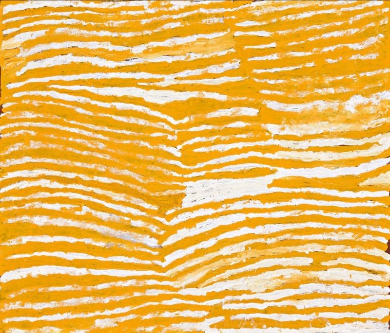 Untitled by Makinti Napanangka, 2005, synthetic polymer paint on linen, 107 × 91.5 cm.