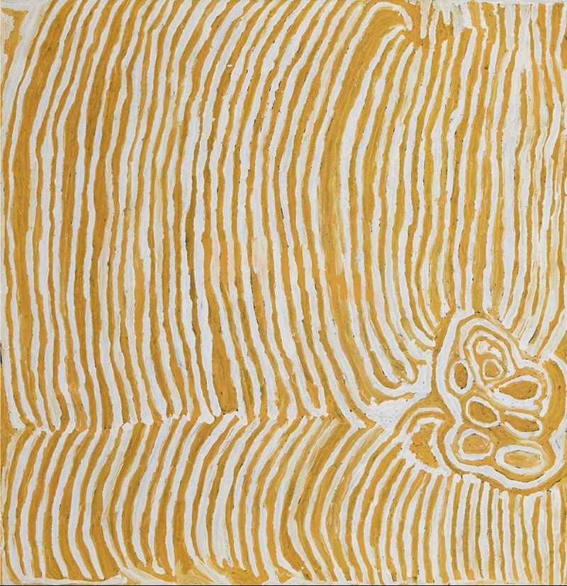 Untitled by Makinti Napanangka, 2001, acrylic on linen, 91 × 91 cm.