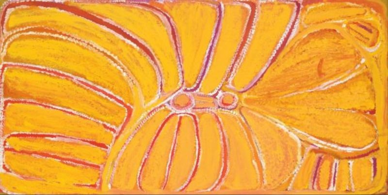 Ngurdu–Bundujarpa by Eubena Nampitjin, 2000 acrylic painting depicting Country in the Great Sandy Desert, Western Australia.