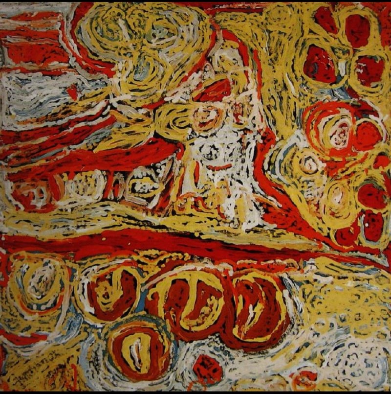 Kungka Kutjarra (Two Women) by Makinti Napanangka, 1997, synthetic polymer paint on linen.