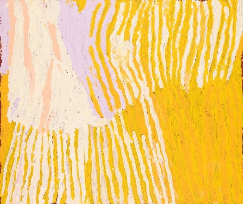 Untitled (Lupulnga) by Makinti Napanangka, 2008, synthetic polymer paint on linen, 107 × 91 cm.
