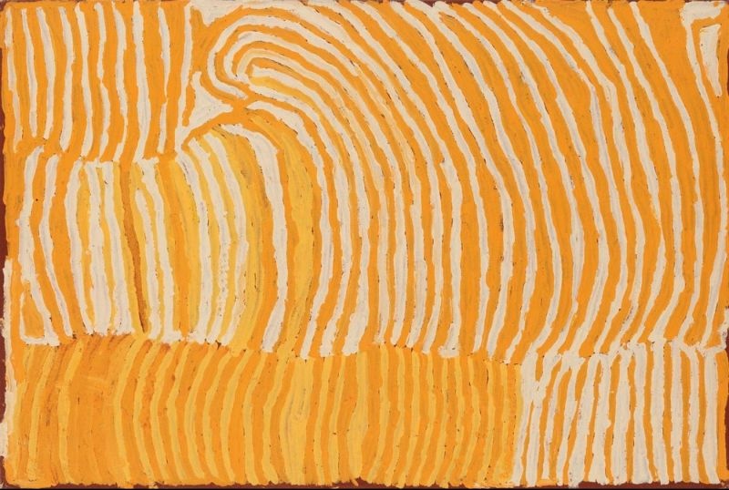 Lupulnga by Makinti Napanangka, 2002, synthetic polymer paint on canvas, 91 × 61 cm.