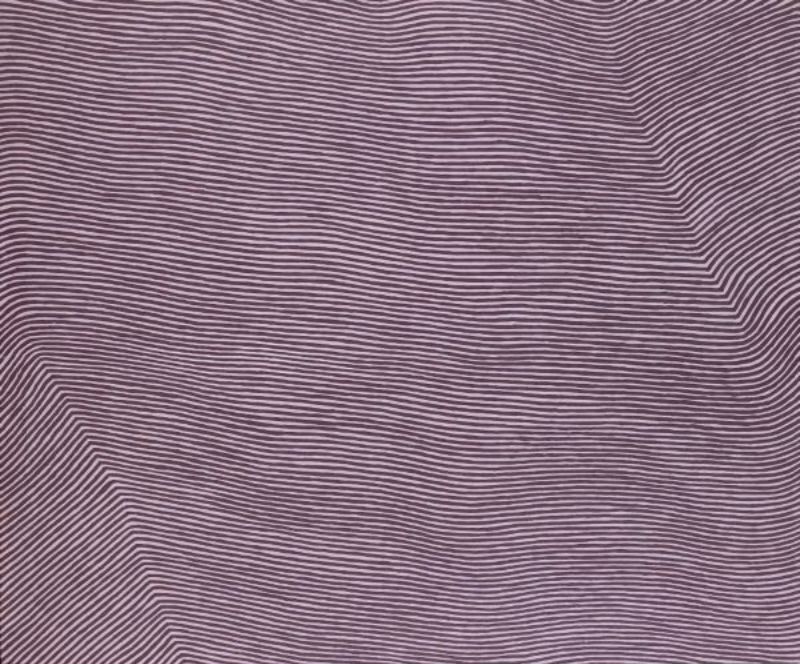 George Tjungurrayi Untitled 1997 Papunya Tula painting with thousands of fine purple-brown parallel lines flowing across a pale lavender background
