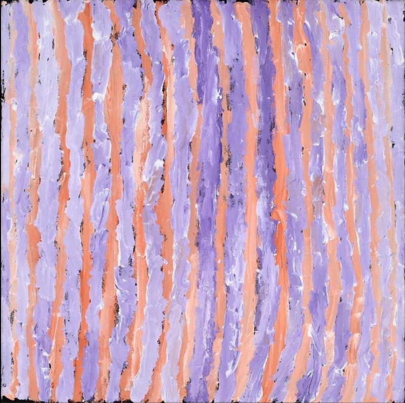 Women's Hair String Ceremony by Makinti Napanangka, 2007, acrylic on linen, 90 × 90 cm.