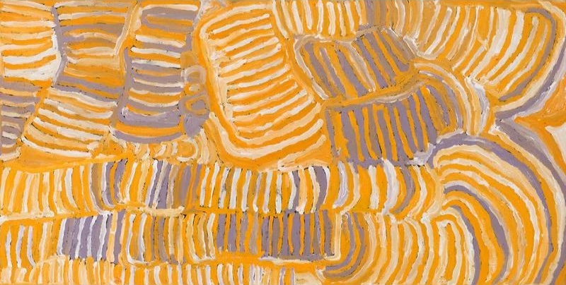 Untitled by Makinti Napanangka, 1999, synthetic polymer paint on linen, 122 × 61 cm.