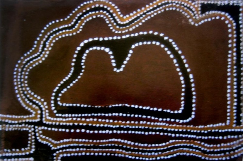 Turkey Creek Junction, Warmun Hole by Paddy Jaminji, 1983, painted in natural earth pigments on composition board.