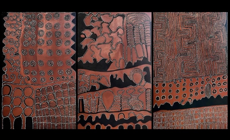 Homelands (Bungle Bungles), 1997 by Jack Britten, natural earth pigments on linen triptych