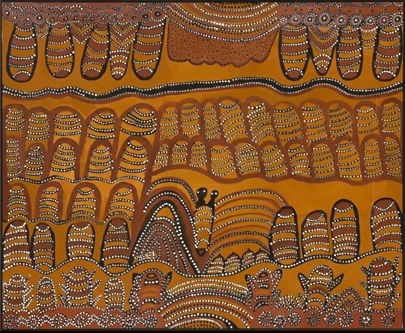 Koondooka (Two Picaninnys), 1996 by Jack Britten, natural earth pigments on canvas