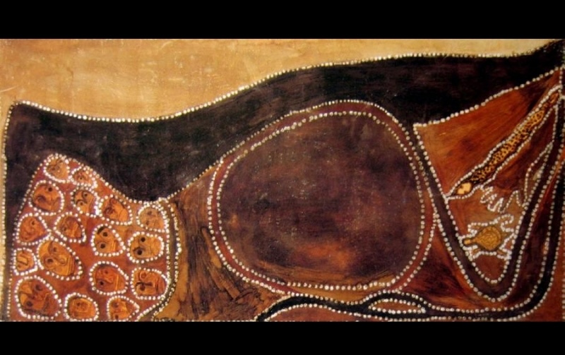 Texas Downs Country, 1984 by Rover Thomas, earth pigment on board