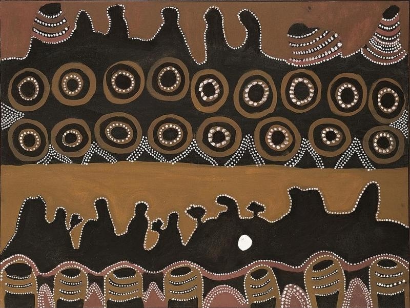 Jack Britten Magoombarra Country on the Little Panton River c. 1992 earth pigment painting of East Kimberley Country