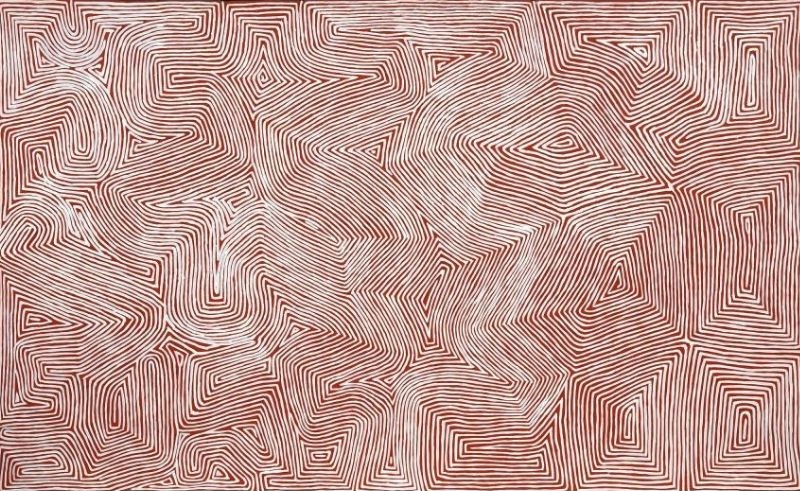 George Tjungurrayi Mamultjulkunga 2013 acrylic on canvas with intricate parallel line Tingari painting