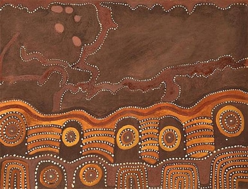 Balminji River, 1996 by Jack Britten, natural earth pigments on linen