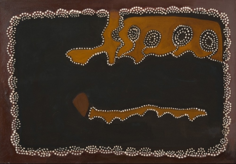 Jack Britten Ground Sugar Bag Dreaming 1990 earth pigment painting from the East Kimberley
