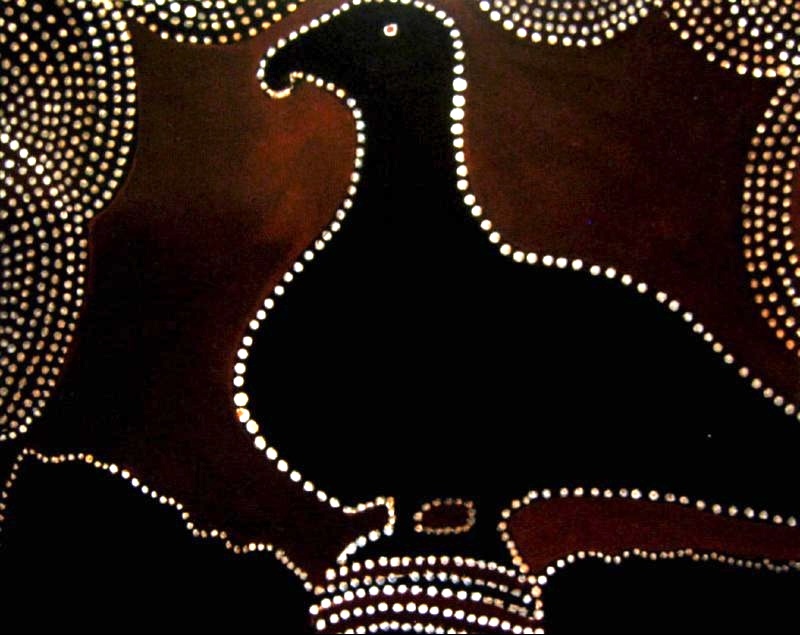 Jack Britten Eagle 1991–1992 earth pigment painting depicting a large ancestral eagle at Warmun