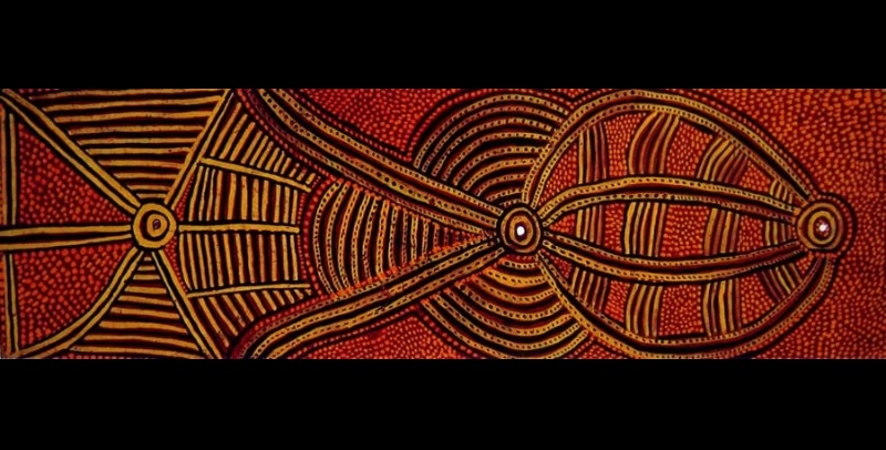 Turkey Tolson Tjupurrula Untitled 1973 early Papunya board painting with concentric circles, parallel lines and ceremonial pathways.