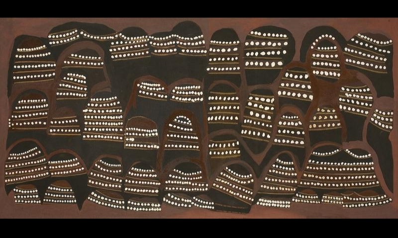 Jack Britten Gawarriny and Jilliny Country 1990 earth pigment painting of layered East Kimberley hills