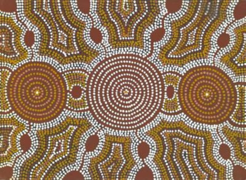 Turkey Tolson Tjupurrula Untitled 1979 Papunya Tula painting with concentric circles, connecting pathways and Tingari ceremonial designs