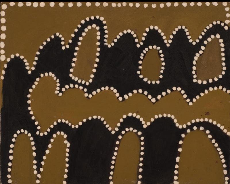 Jack Britten Garnken 1991 earth pigment painting with bold black forms outlined in white dots