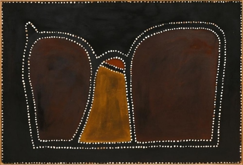 Mount House, 1983–1984 by Rover Thomas, natural earth pigments on plywood