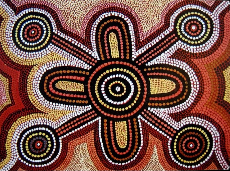 Turkey Tolson Tjupurrula A Camp on the Way to Mitukatjirri 1974 early Papunya board painting with concentric circles, ceremonial camps and travelling routes.