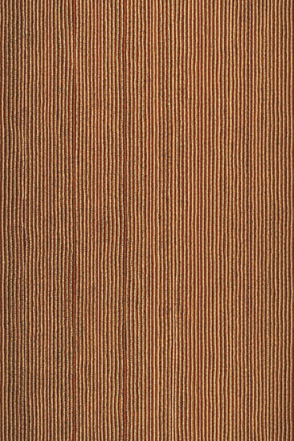 Turkey Tolson Tjupurrula Straightening Spears at Illyingaugau Aboriginal painting with thousands of finely painted vertical dotted bands in ochre, cream and brown demonstrating the artist's minimalist Pintupi style.