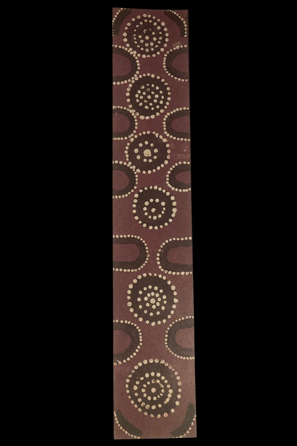 Honey Ant Dreaming by Ross Davis, 1971, early Papunya painting on composition board with concentric circles and connected ceremonial motifs.