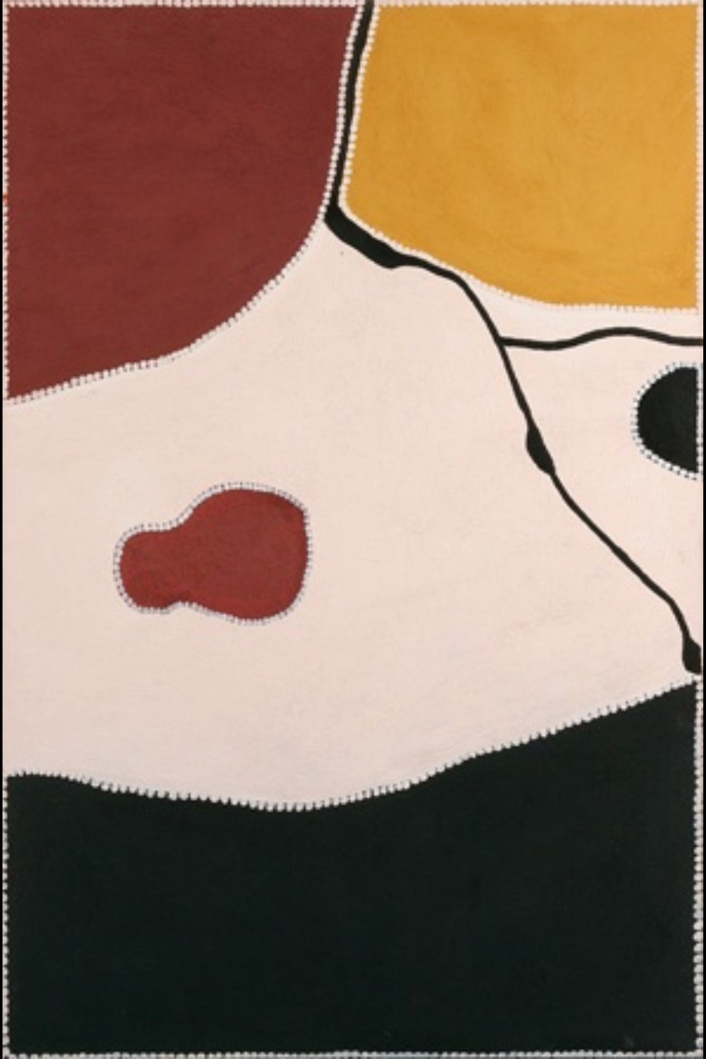 Freddie Timms ochre painting with broad fields of black, white, red and yellow