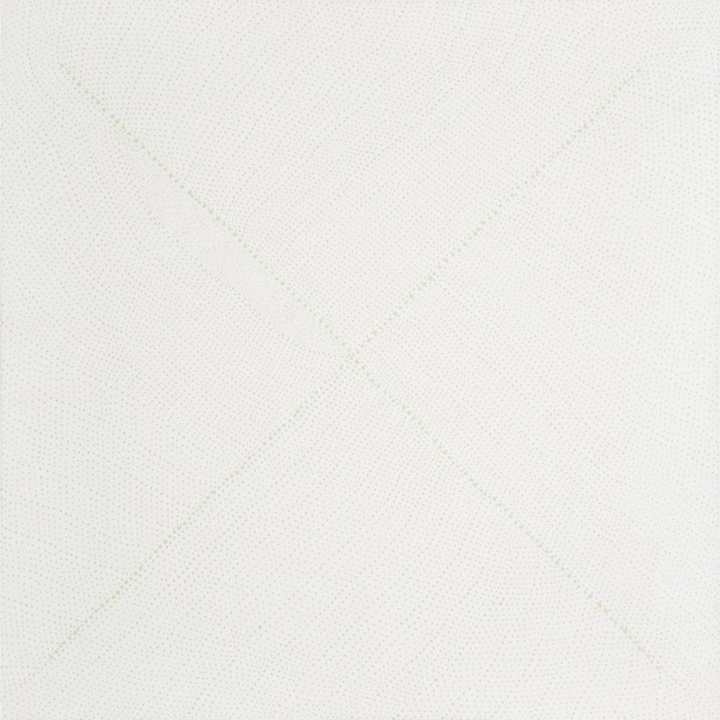 Kathleen Petyarre’s Mountain Devil Lizard – My Country, 2003, with extremely pale fine dotting divided by two diagonal intersecting lines.