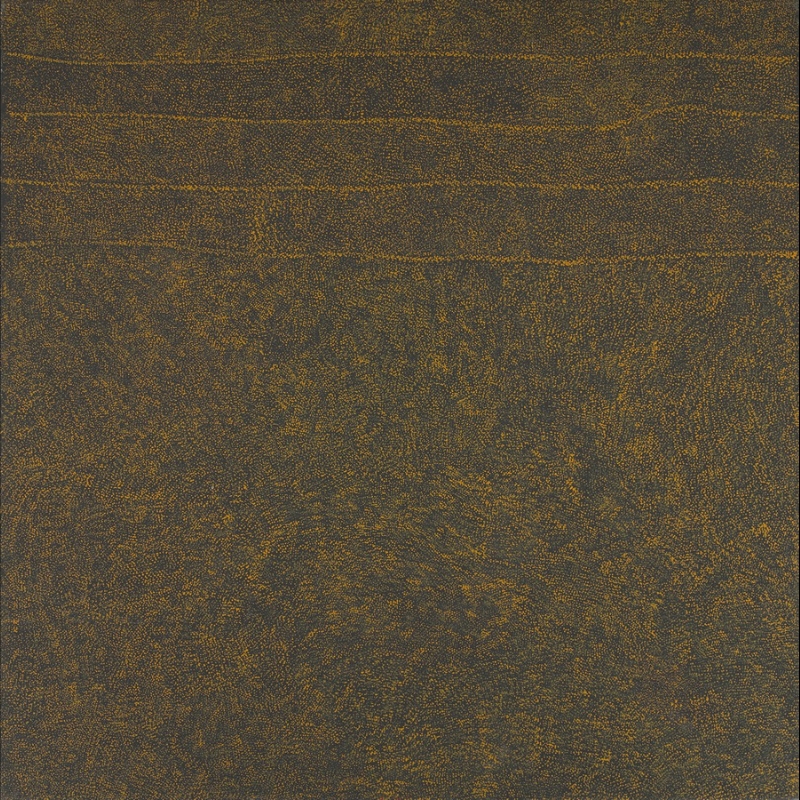 Kathleen Petyarre’s Bush Seeds, 2000, with dense golden-ochre fine dotting and subtle parallel bands across a dark ground