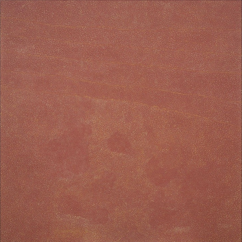 Kathleen Petyarre’s Untitled, 1999, with dense fine ochre dotting over a red ground and subtle linear and circular forms.