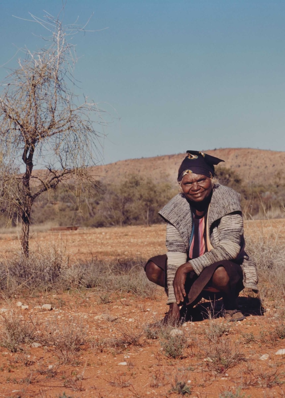 Ada Bird Petyarre on Country in the Utopia region of Central Australia.