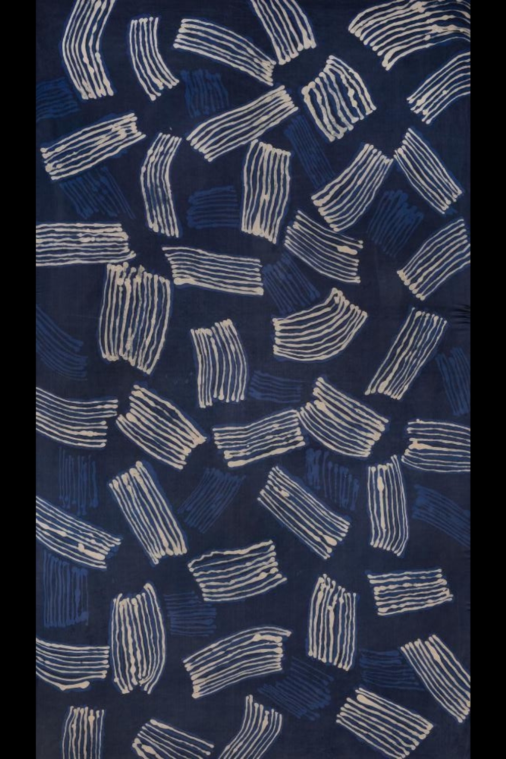 Early Ada Bird Petyarre Utopia batik with repeated parallel linear designs on a dark indigo ground.